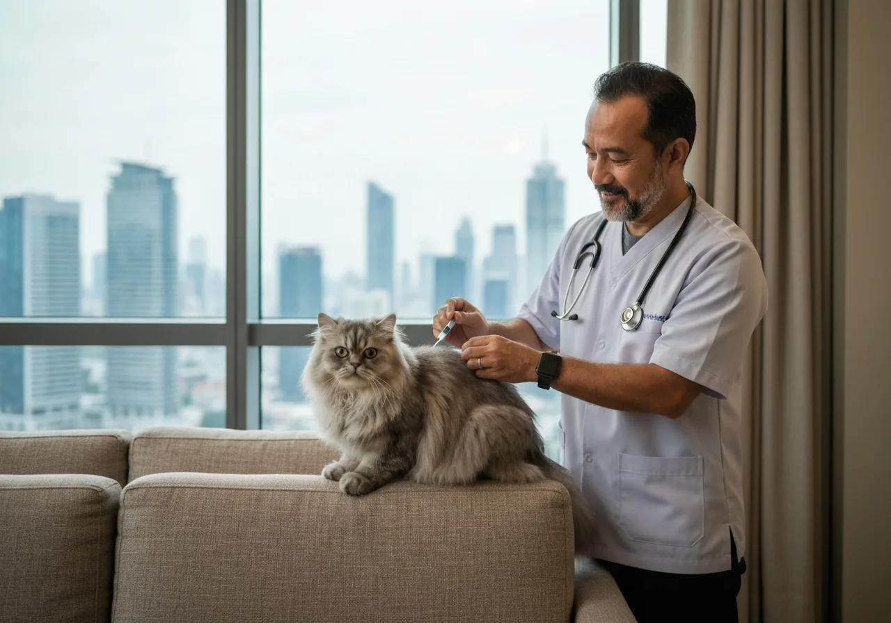 Vaksinasi Kucing Apartemen Jaksel Tanpa Turun Lobi